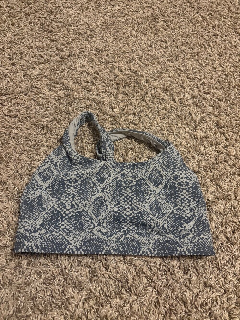 Athleta Sports Bra Estimated Size XS Xtra Small Gray Snakeskin Print No Pads